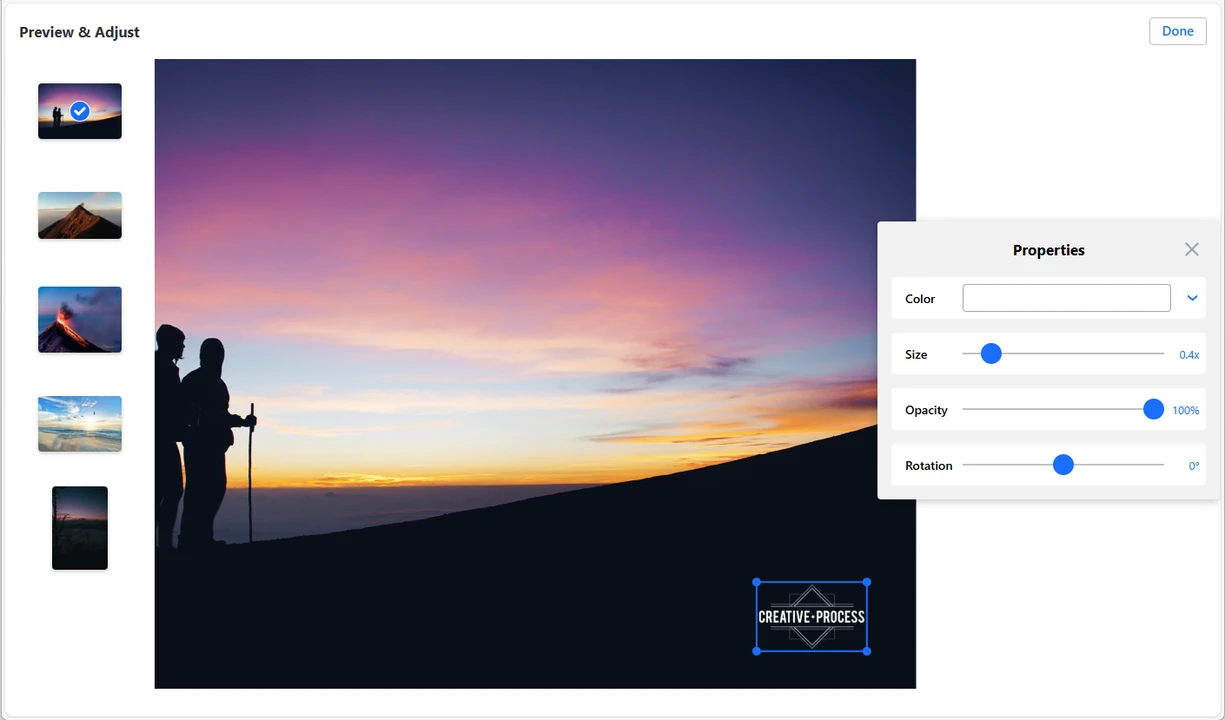 adding watermark to photos